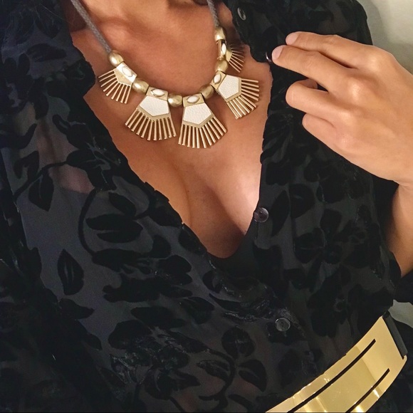 Jewelry - Boho Chick necklace | Gold and white faux leather